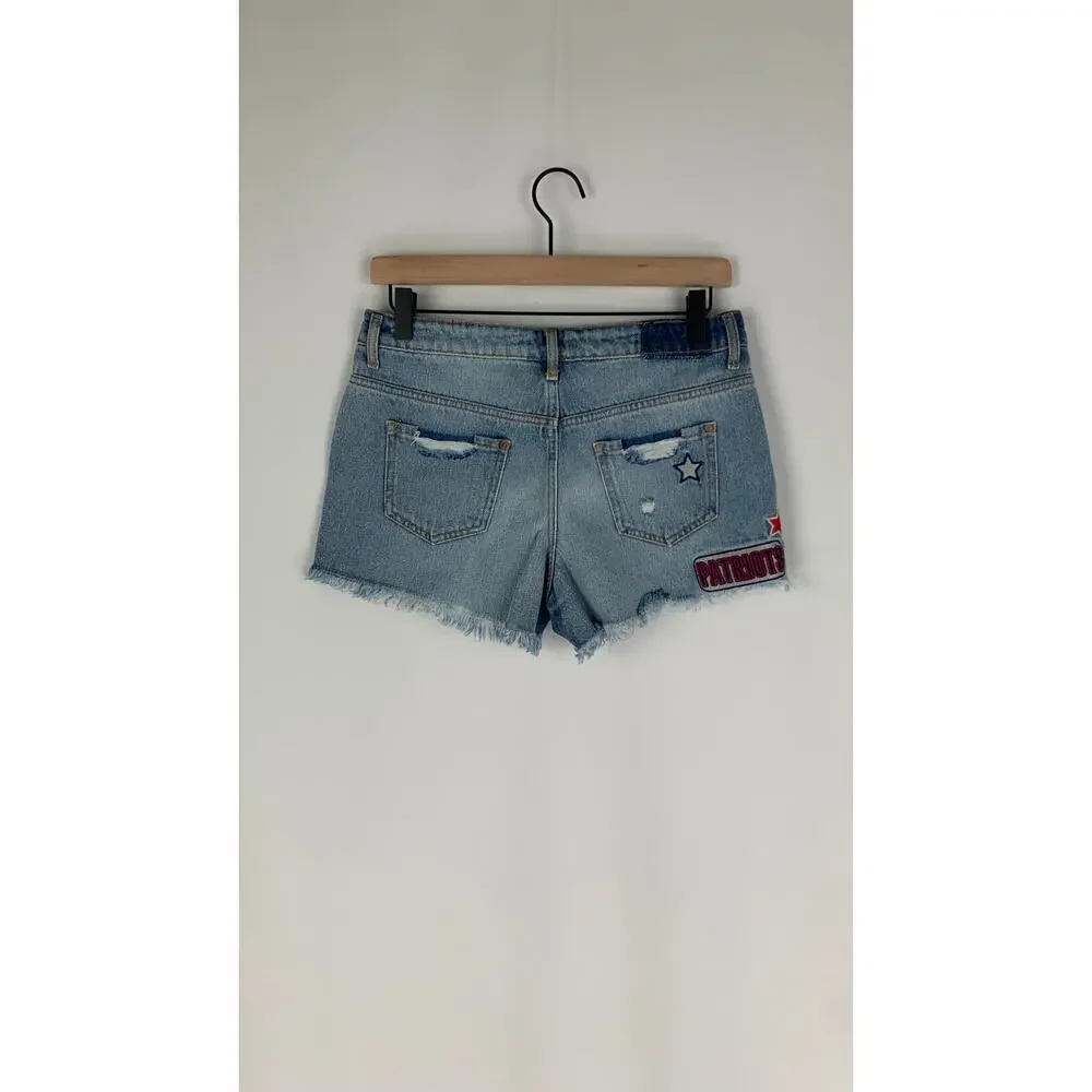 FOCO NFL Team Apparel New England Patriots Womens Small Team Logo Denim Shorts